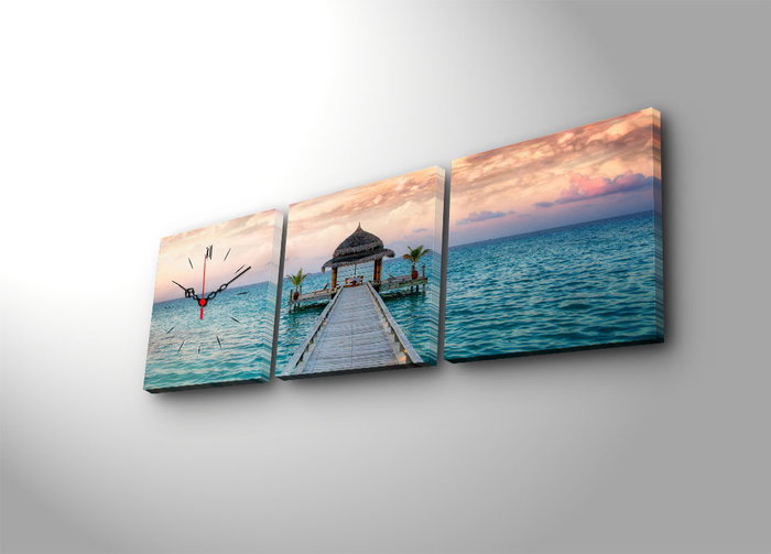 Wallity Conjunto de 3 Relojes de Pared de Lienzo Decorativo Multicolor
